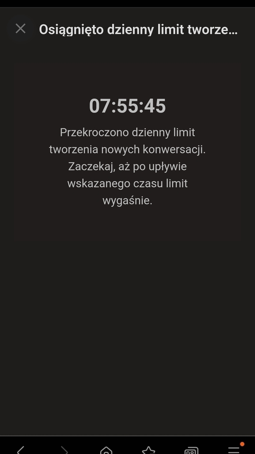 Przekroczony limit konwersacji
